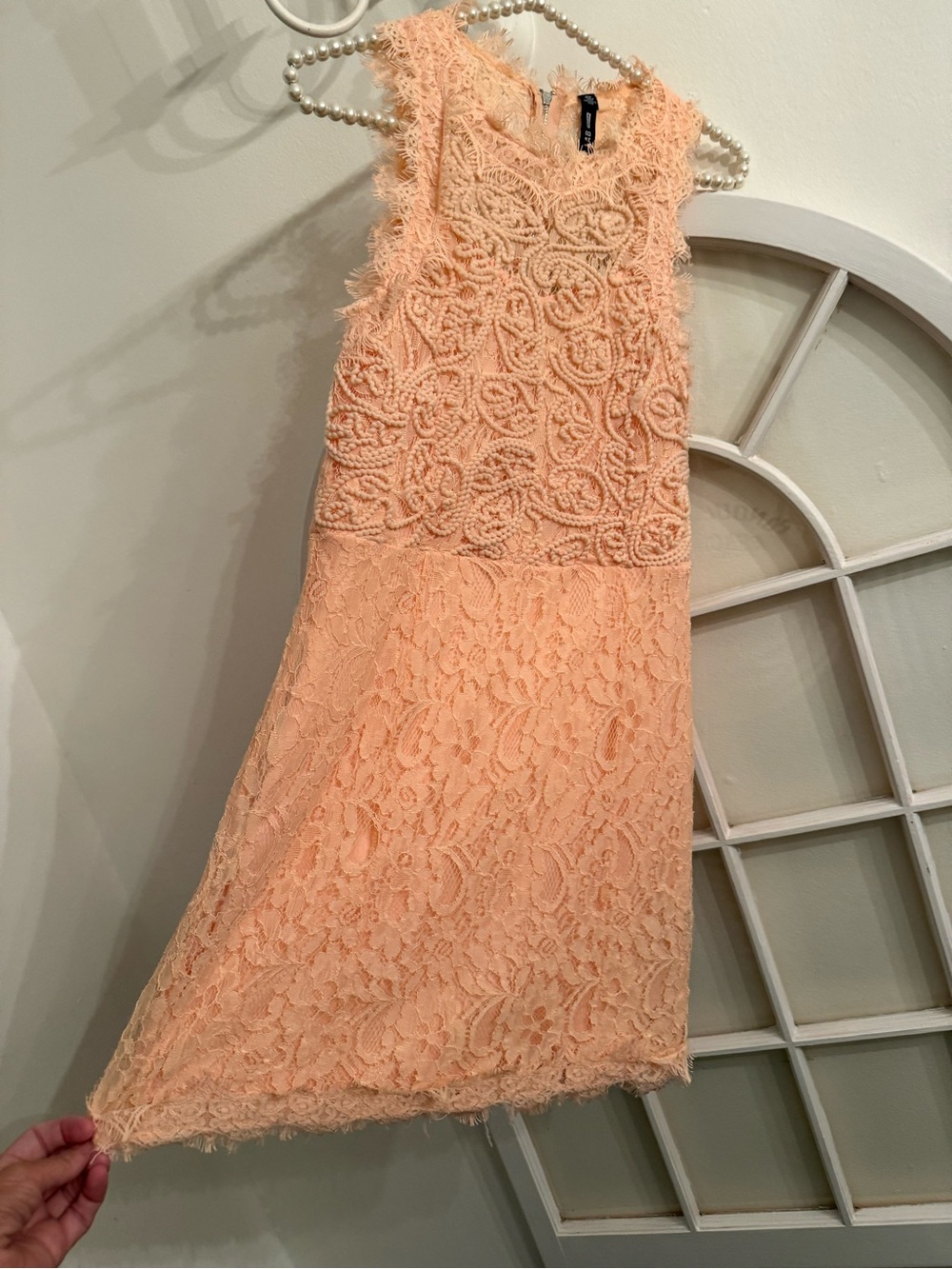 Design Lab Lord & Taylor Peach Pink Lace Sleeveless Mini Dress Size M